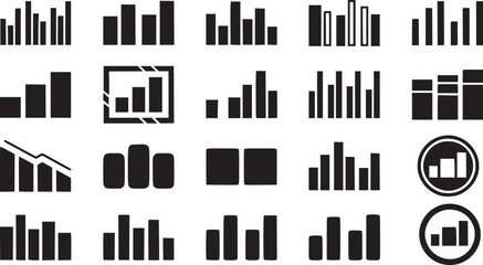Obraz premium Professional Collection of Bar Graph Vector Icons for Data Visualization Project