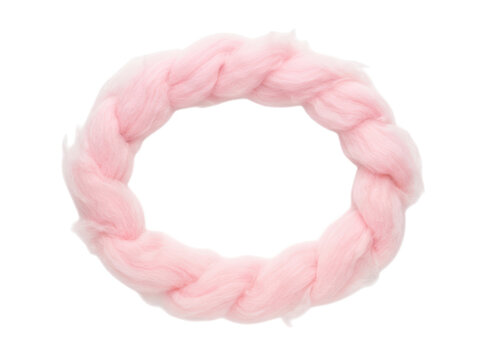 Pink braided wool wreath isolated on transparent background
