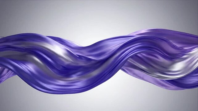 Purple Abstract Flowing Wave Background with Glossy Ribbon Curves, Smooth Dynamic Motion, Translucent Layers, Metallic Highlights, and Elegant Visual Depth for Design Projects