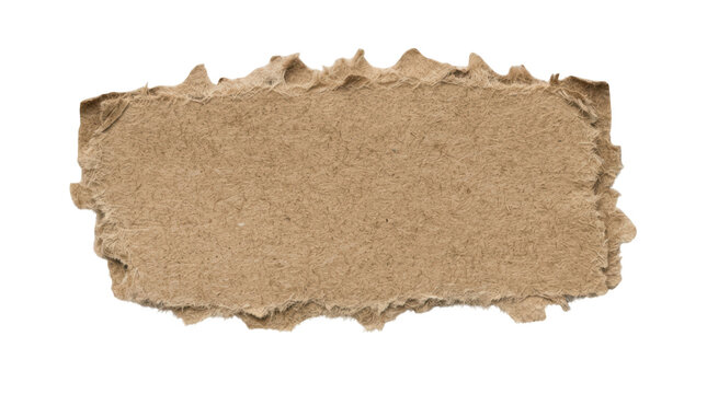 Torn piece of brown cardboard isolated on transparent background