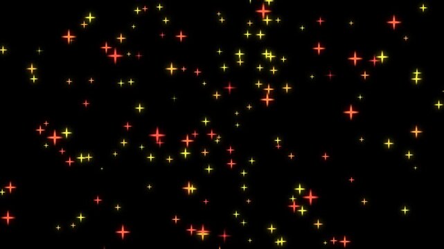 Twinkling stars on an alpha channel over a green screen (chroma key).