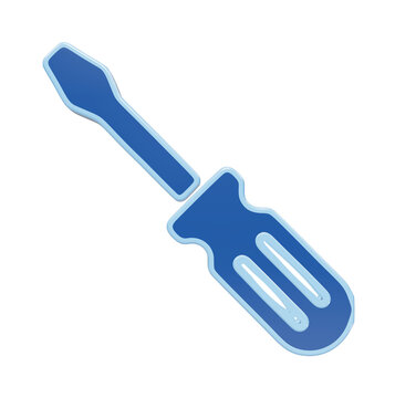 Blue screwdriver icon on white background. Flat vector illustration of a manual hand tool for home repair, maintenance, and DIY projects.