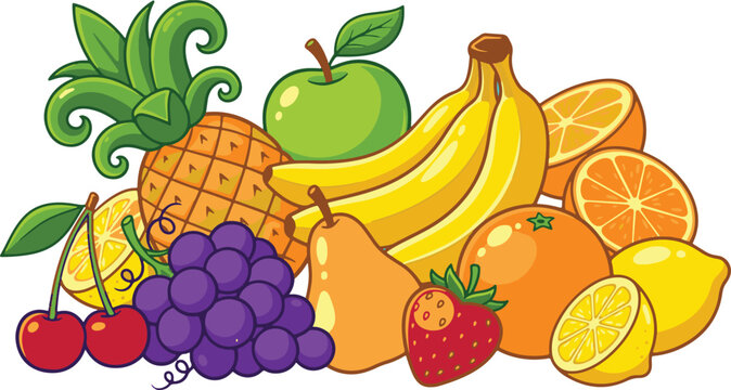 Digital set illustration of frut