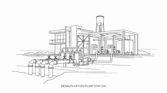 Industrial Water Desalinization Pump Station Technical Line Drawing