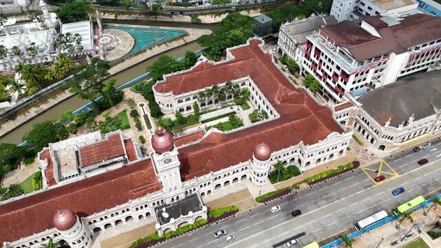 Aerial view of Sultan Abdul Samad building with inner courtyard in Kuala Lumpur.