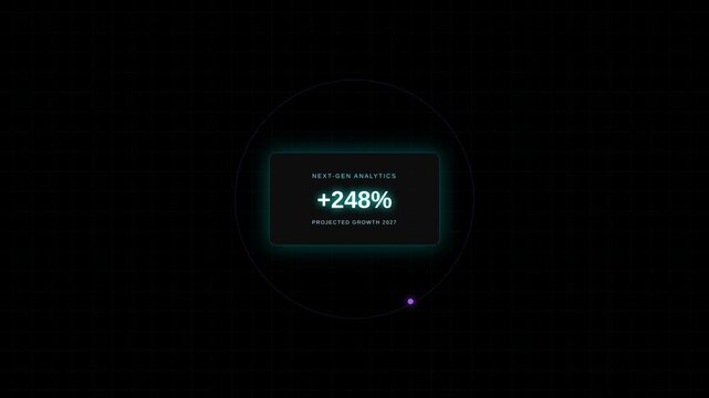 Motion of digital financial growth increase indicator showing 248 percent in a futuristic environment.