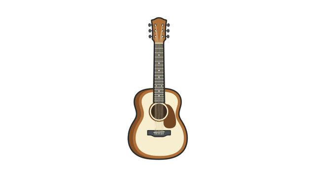 Acoustic Guitar Isolated on White Background for Music, Instrument, Classical, Folk, Country and Musical Performance Concepts