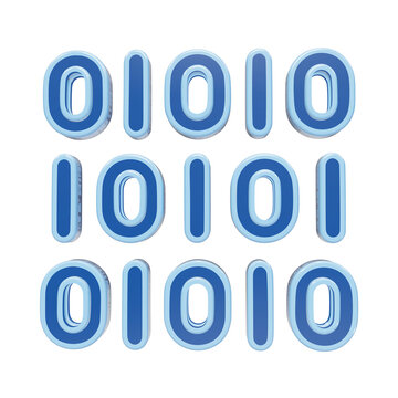 Binary code sequence, a digital data stream of zeros and ones, representing computer information and programming. Blue 3D rendered numbers for technology and cybersecurity concepts.