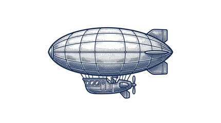 Vintage Air Balloon in Flight, Classic Zeppelin Airship Flying in the Sky, Retro Aviation Transportation Vehicle, Isolated 3D Vector Illustration for Travel and Flight Concepts © arjunaa.art