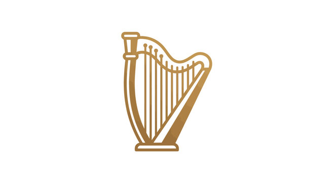 Vector illustration of an elegant harp with vertical strings in a clean line art style, perfect for musical and cultural design projects
