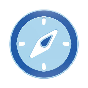 Modern blue compass icon, a minimalist navigation symbol for digital interfaces. Directional graphic element for web design and mobile apps, representing guidance and exploration.