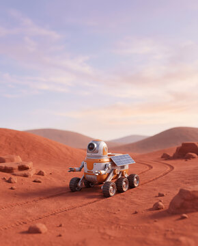 Cute Robot Exploring Mars