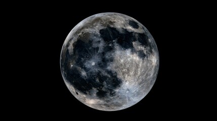 Obraz premium Hyper realistic close up of a full moon with detailed craters and lunar plains in deep space_