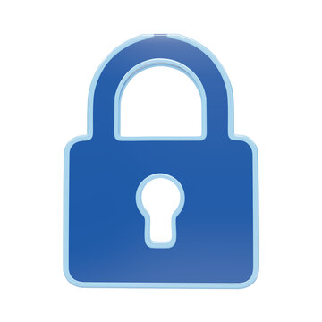 Secure blue padlock icon, a digital security symbol for data protection and privacy. Modern graphic element for online safety and access control.