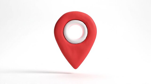 3D clay red location map pin floating