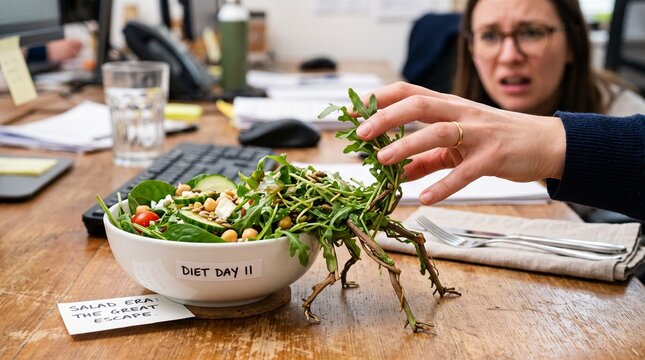 detailed Macro photo of salad trying to escape 2k showing abstract micro structural details and textures with professional studio lighting
