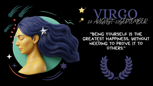 Background Virtual Lambang Zodiak Virgo Lucu Kuning Hijau dan Biru - 1