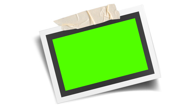Green Screen Photo Frame Mockup Transparent PNG, Chroma Key Display with Blank Rectangular Screen Isolated for Digital Design, Video and Advertising