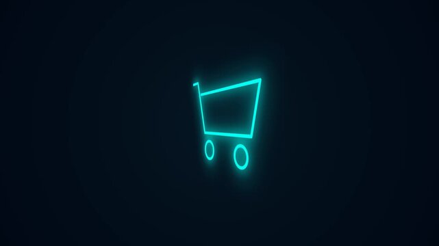 Motion Neon Shopping Cart Icon Dynamic Video for E-commerce and Retail Advertising.