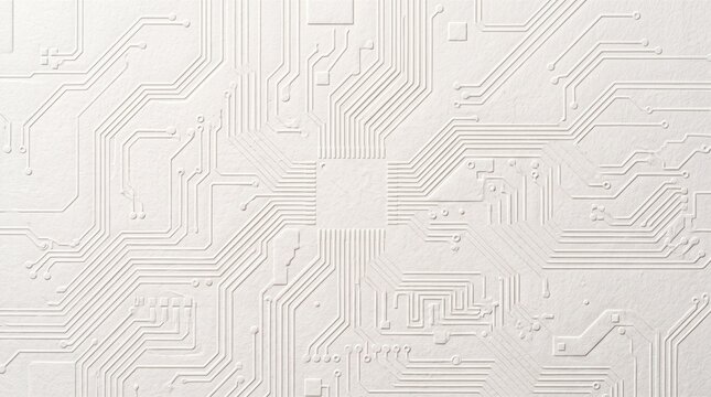 Clean Minimalist White Embossed Circuit Board Pattern Abstract Technology Background