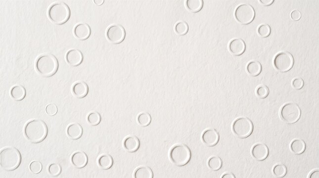White textured background with embossed circular rings and bubbles creating an abstract seamless pattern