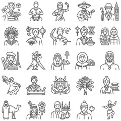 Obraz premium Large collection of multicultural people representing cultural diversity with global citizens, world nationalities, and international ethnic icons.
