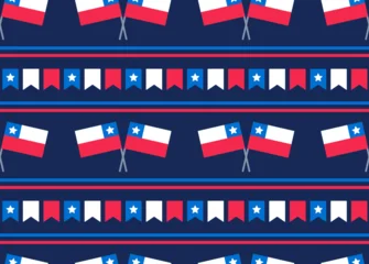 Fotobehang Sportwinkel Chilean flag seamless pattern. Fiestas Patrias (Dieciocho) Independence Day of Chile. Simple flat vector style background.  © sudowoodo