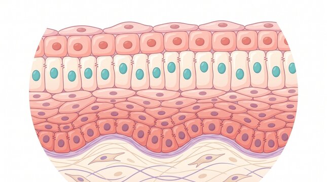 Microscopic View of Animal Epithelial Tissue Structure Illustration for Medical Education