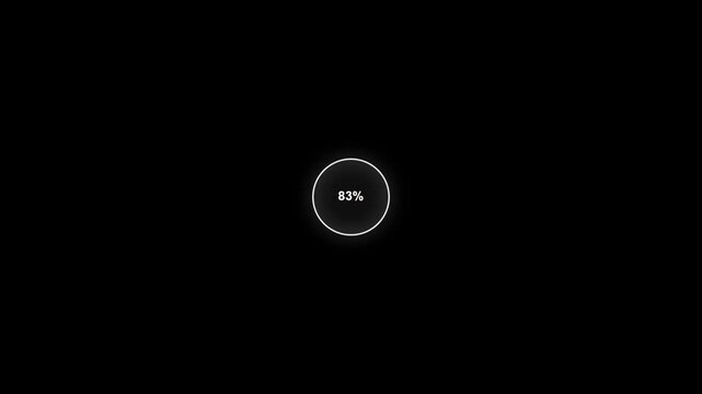Circular progress bar showing 83 percent loading on black background