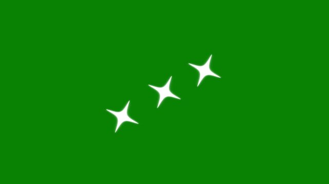 Star twinkling, white star blinking animation,lights,sparkling glitter stars, flat vector blinking shining light twinkling effect glowing on transparent green screen background.4k
