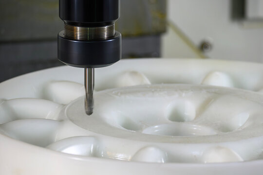 Nylon material parts cutting process on CNC milling machine using ball nose end mill tool