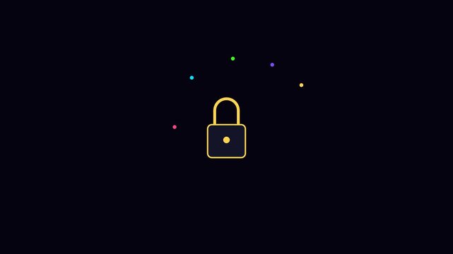 Motion of Digital Lock Unlocking with Moving Dots and Light Particles in Secure Technology Scene.