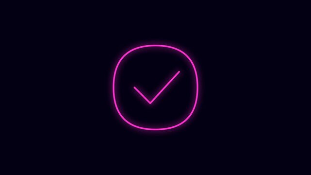 Motion Neon Checkmark Icon Video for Confirmation and Approval Visuals.