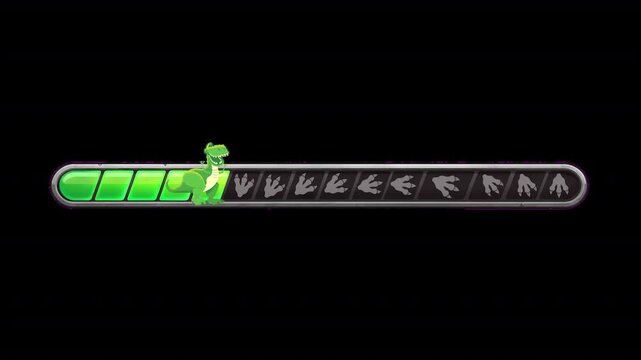 Game UI Dinosaur Progress Bar with Dino Footprints Vector Asset