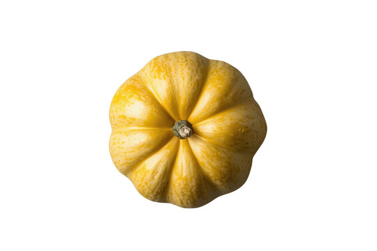 Pale yellow round pumpkin with pronounced ribbed sections
