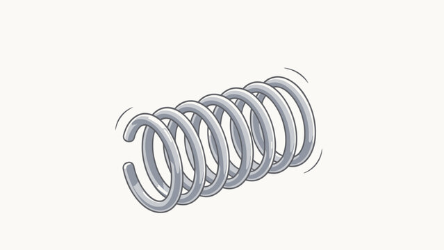 Dynamic 3D Illustration of a Vibrating Metal Coil Spring in Motion with Shading and Outline Effects