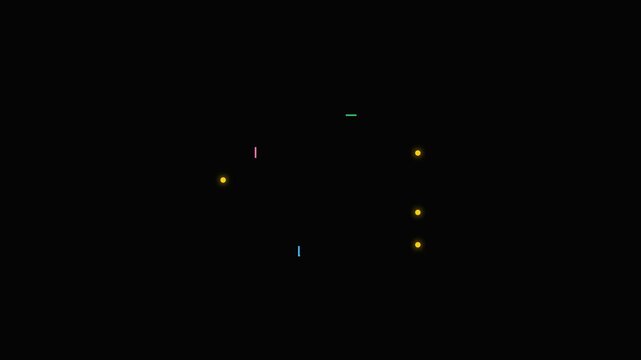 Dynamic motion of glowing green dots in a black background creating mesmerizing visual effects.