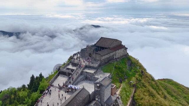 Hengshan Sea of Clouds Drone Footage 4K