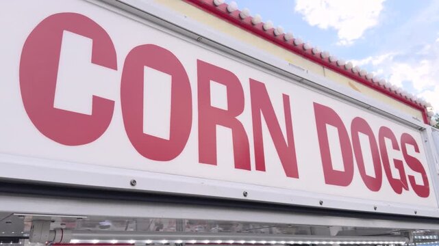Corn Dogs sign of local carnival vendor 4k
