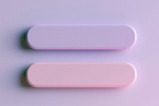 Two glossy pastel pill shapes sit on a soft purple gradient background. This minimal 3D design works well for UI mockups and modern technology concepts.