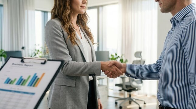 Successful business people shaking hands to represent a trusted partner concept.