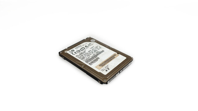 Kediri, East Java, Indonesia &ndash; August 21, 2026: Computer Hard Disk Drive with Metallic Casing Displayed on White Background