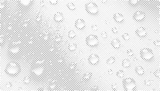 Water Drop Halftone Dot Texture Background with Distressed Retro Print Effect