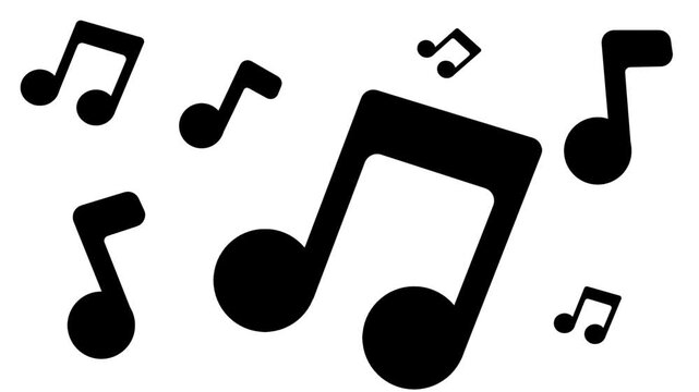 black music note icon animation on white background