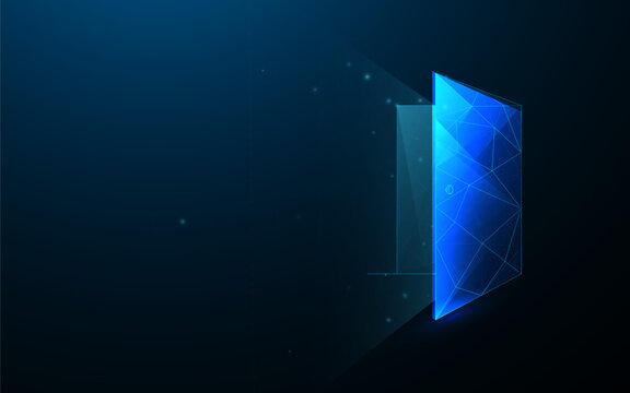 Half open secret door, glowing entrance. New opportunities