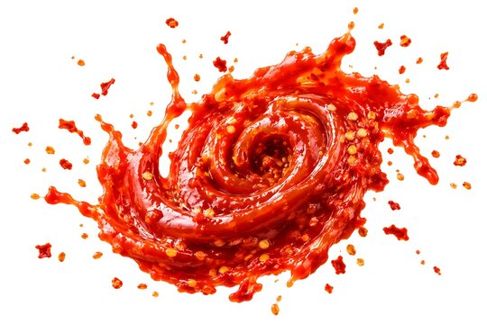 Fiery Red Hot Chili Sauce Swirl with Chili Flakes and Seeds