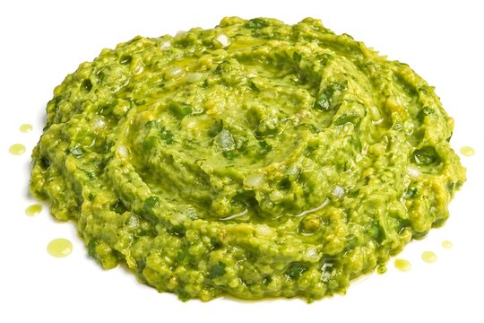 Vibrant Guacamole and Green Salsa Dollop with Lime Droplets