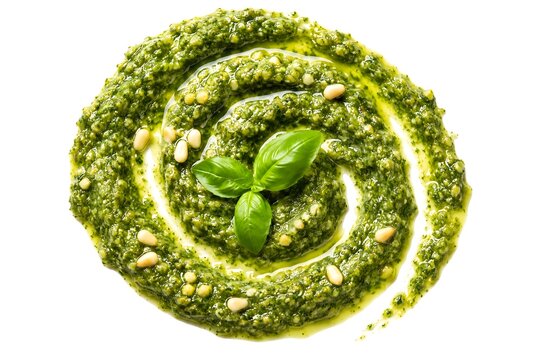 Herbal Green Pesto Sauce Swirl with Pine Nuts and Basil