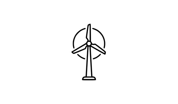 Windmill Renewable Energy Flat Line Vector Icon for Web and Mobile Design