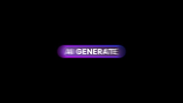 AI generate button icon animation video. Modern artificial intelligence prompt badge, tech label symbol isolated on a black background. Animated gradient button UI element